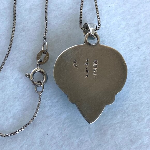 VTG Sterling Silver 925 Taxco Mexico Turquoise Cabochon Pendant Necklace 18" - Picture 7 of 16